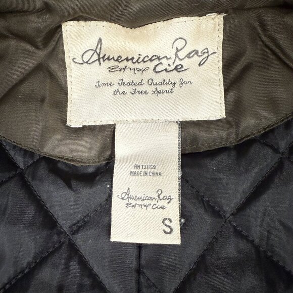 American Rag Cia Parka Jacket Women Size S Olive Green Full Zip Hooded Coat - Picture 10 of 16